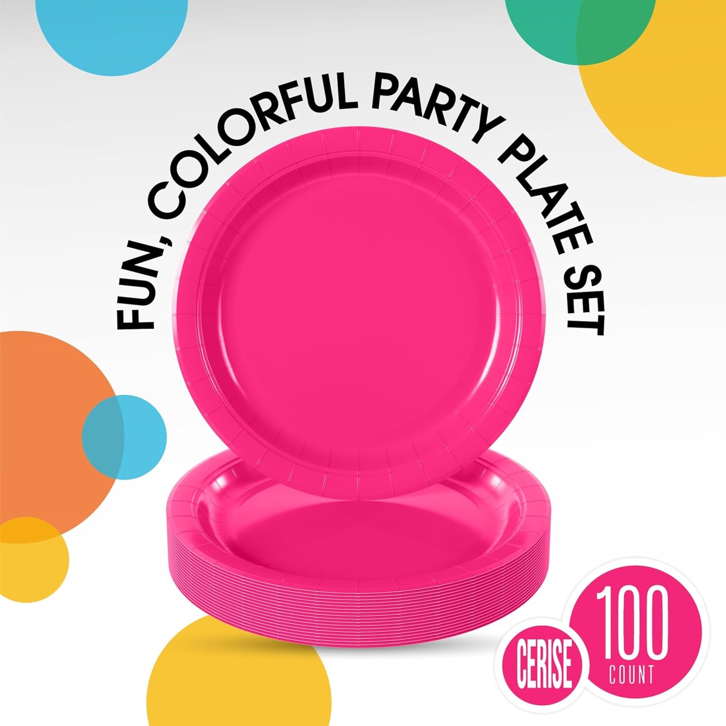 Exquisite Hot Pink Paper Plates Disposable Heavy Duty 7 Inch Hot Pink Disposable Plates For Party 100 Pcs Heavy Duty Paper Plate 350 GSM, Birthday Party Supplies Plate Set