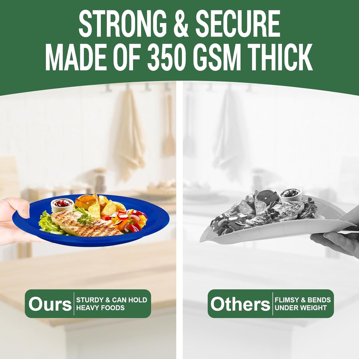 50 Royal Blue Plastic Plates For Party, Includes 25-9" & 25-7" Cake Dessert Plastic Dinner Plates Disposable For Party Supplies