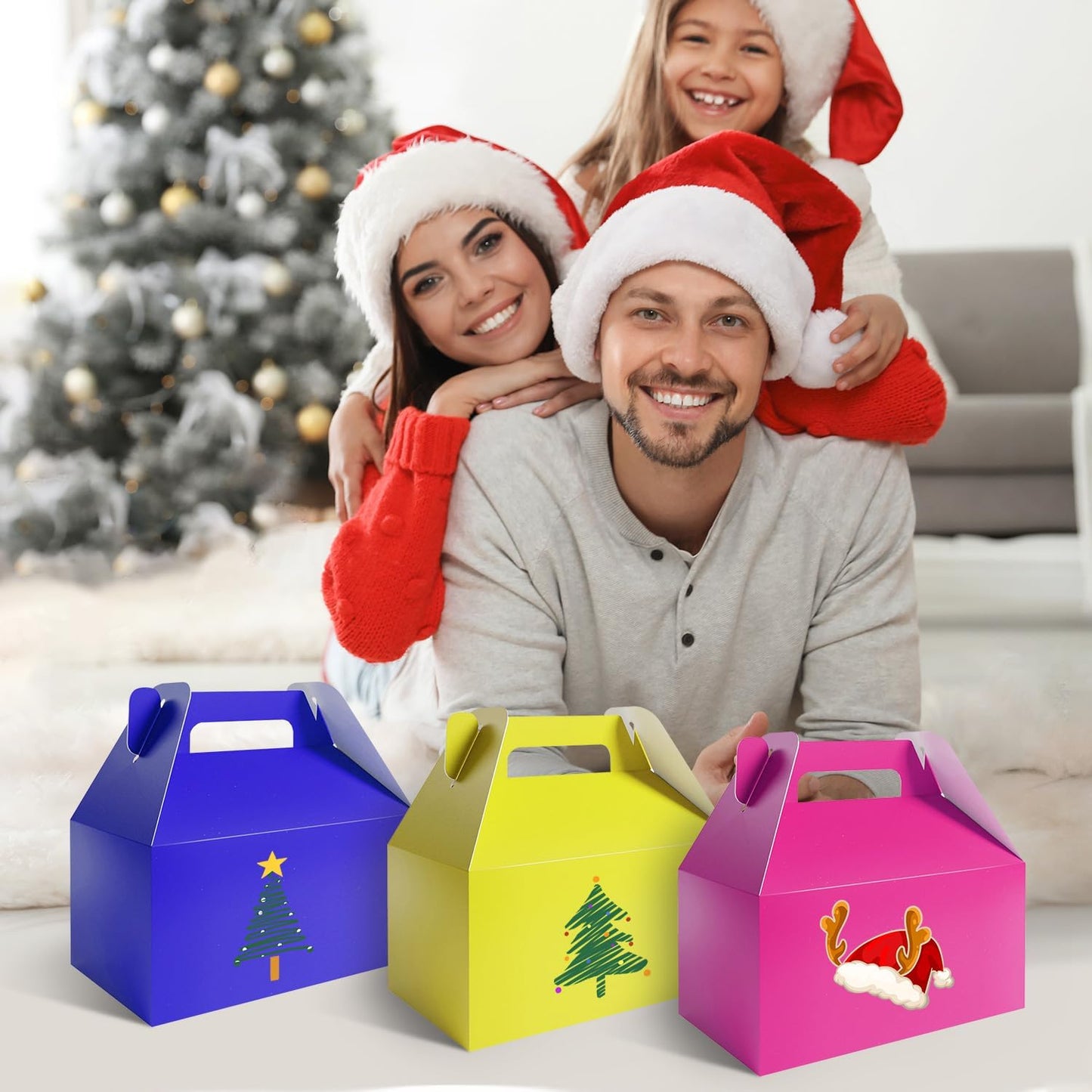 XAGLVV 24 Pack Yellow Gable Boxes with Handles 6.2x3.5x3.5 Inch Paper Party Favor Gift Box for Summer Parties Kids Birthdays Friendship Events Sunshine Themes