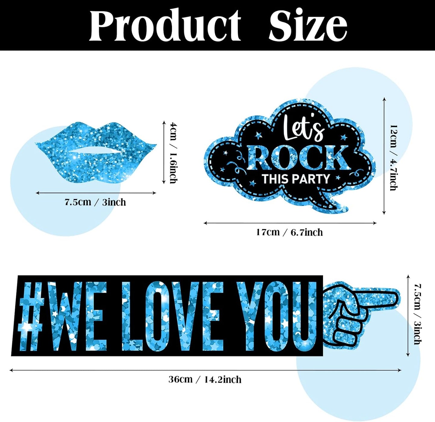 Outus 36 Pcs Birthday Photo Booth Props Kit Happy Birthday Graduation Wedding Party Favors Supplies Bday Party Decor 40th- 50th-60th Photobooth Funny Cute Holiday Selfie Supplies(Blue and Black)