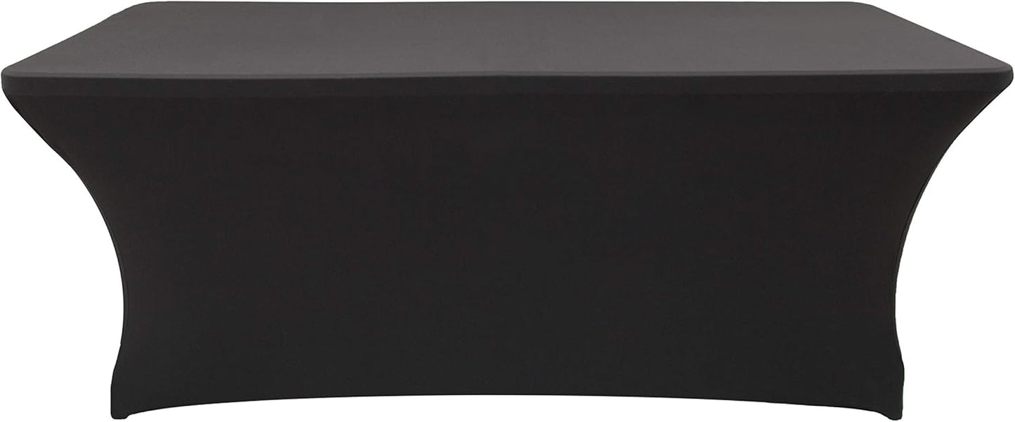 LZY Spandex Fitted Stretch Table Cover for 6 ft or 4ft or 8ft Folding Table, Rectangular Cocktail Tablecloth, Perfect for Party or Banquet (6FT Black)