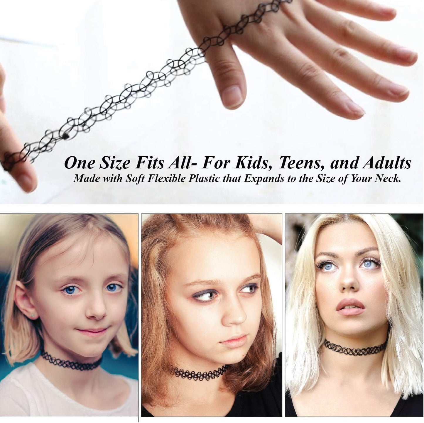 BodyJ4You 24PC Tattoo Choker Necklace - 90s Choker Necklaces Y2K Fashion Trendy Vintage - Daisy Flower Charm Colorful Rainbow Black Goth Pendant - Stretchy Elastic Necklace Summer Gift Set