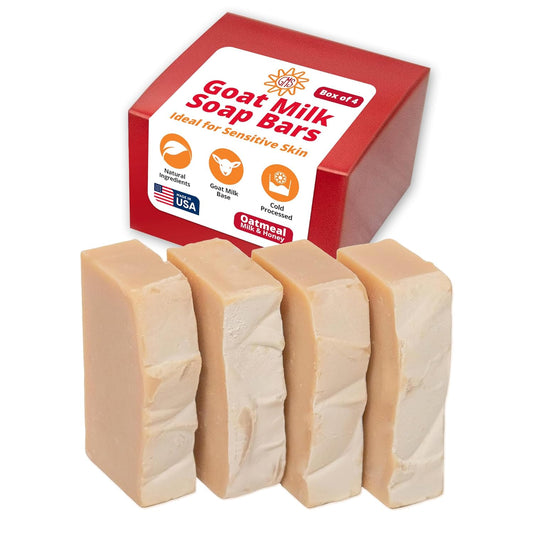 Goat Milk Stuff Goat Milk Soap - OATMEAL MILK & HONEY | All-Natural, Creamy Lather, and Nourishing Soap Bar - Handmade (Box of 4)
