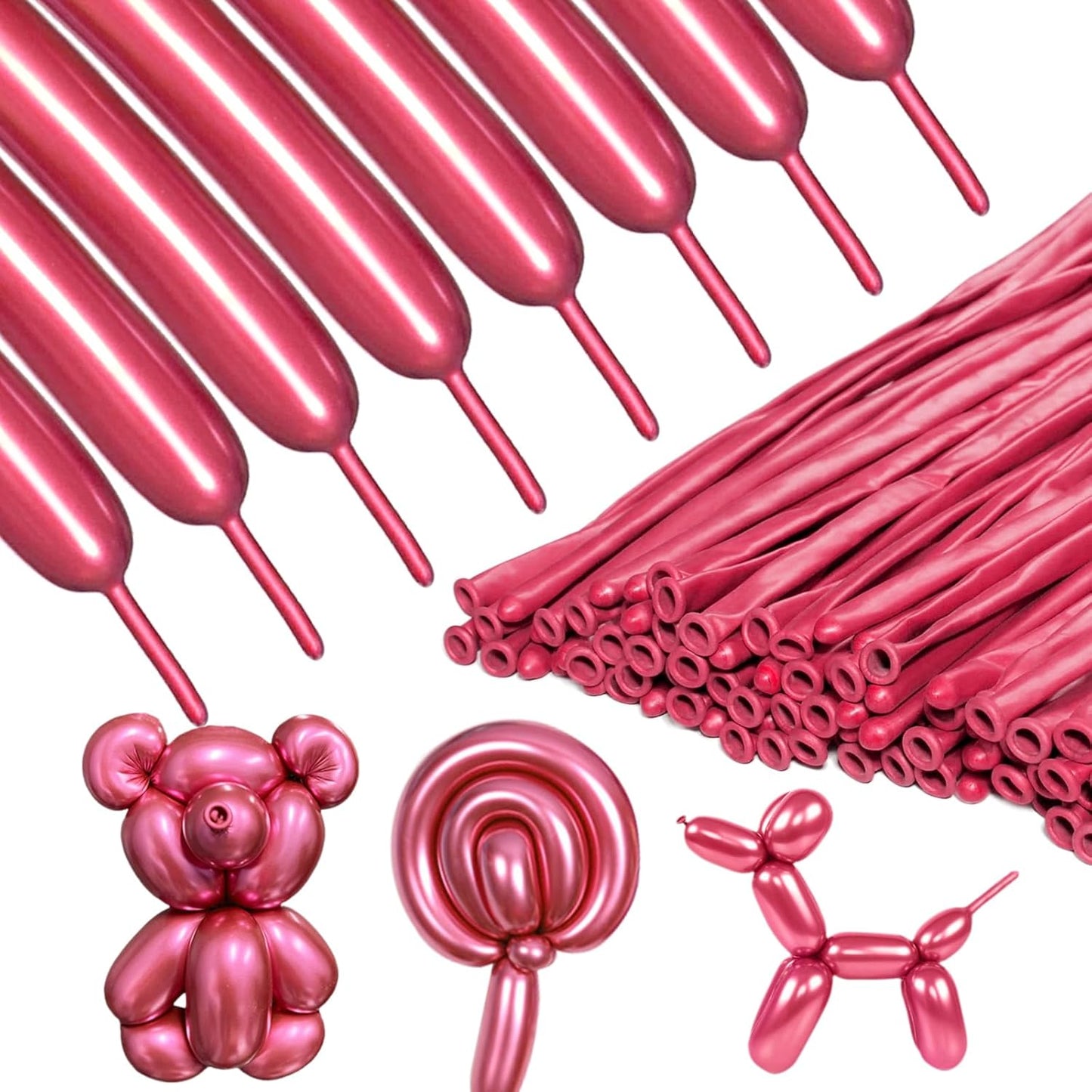 Metallic Red Long Balloons Premium 260 Twisting Animals Magic Balloons for Birthday Kids Wedding Party Supply 100pcs