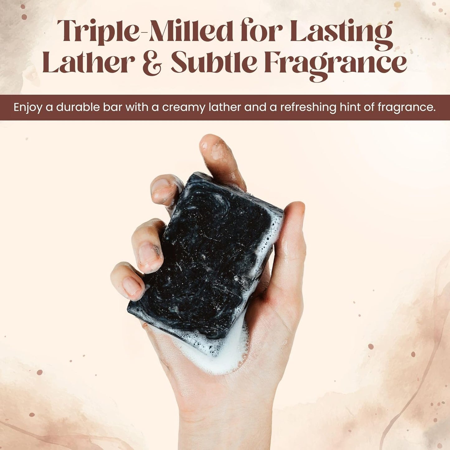 Mary Case All Natural Bar Soap for Men & Women (Set of 4) - Active Charcoal Bath Soap Bar with Olive & Coconut Oils - Vegan Bath Soaps Bars for Deep Cleansing, Detoxifying Pores & Removing Impurities