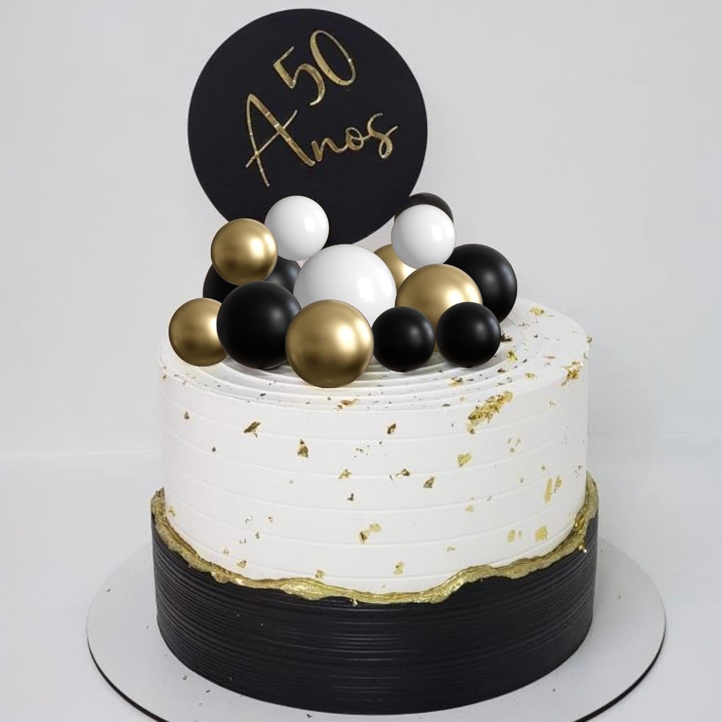 36 Pack Balls Cake Topper Decorations Foam Balloons Cake Decorations Sticks Mini Balloons Cake Toppers Balls Cake Picks for Baby Shower Wedding Anniversary Birthday Party Decorations Black White Gold