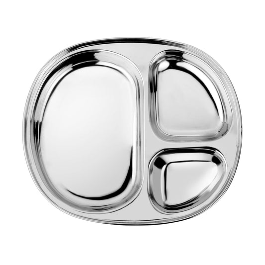 Ahimsa Stainless Steel Kids Plates - Divided Toddler Plates, Pediatrician Designed, Non Toxic Toddler Plate, Camping Plate, BPA Free & Dishwasher Safe (Single)