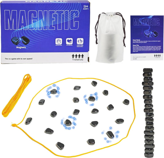 Magnetic Chess Game with Stones，Magnetic Chess Strategy Game for Kids and Adults，Travel-Friendly Family Game for Parties and Home Use