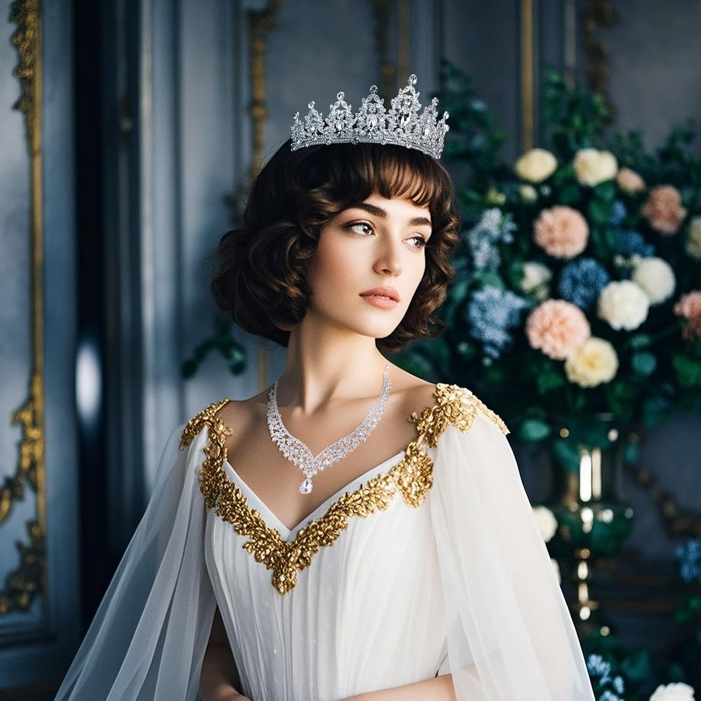 Crowns and Tiaras jewelry sets for Wedding princess birthday party Halloween Prom Pageant Jewelry for Women Crystal Bridal Jewelry Set for women