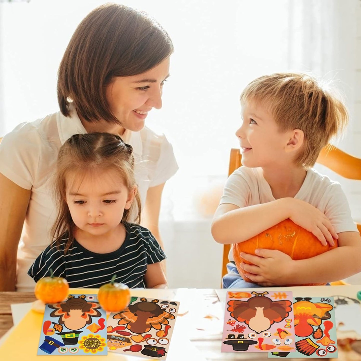 48 Sheets Thanksgiving Stickers for Kids, Make a Turkey Stickers DIY Thanksgiving Crafts Party Favors Supplies for Kids Classroom Thanksgivings Games Activities Fall Harvest Festival Decorations