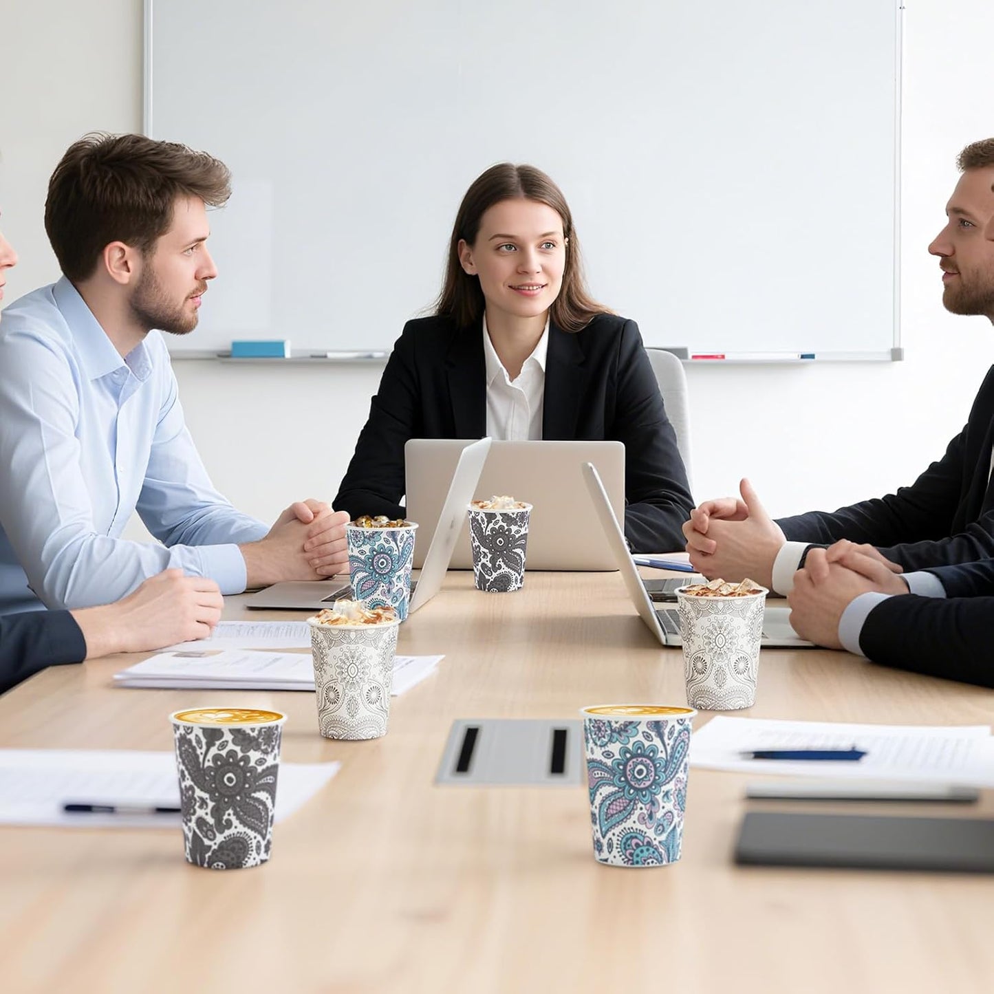 [300 Pack 8 OZ Paper Cups, Disposable Coffee Cups 8 oz Hot/Cold Colourful Beverage Drinking Cups for Office Party Home Picnic (Paisley)