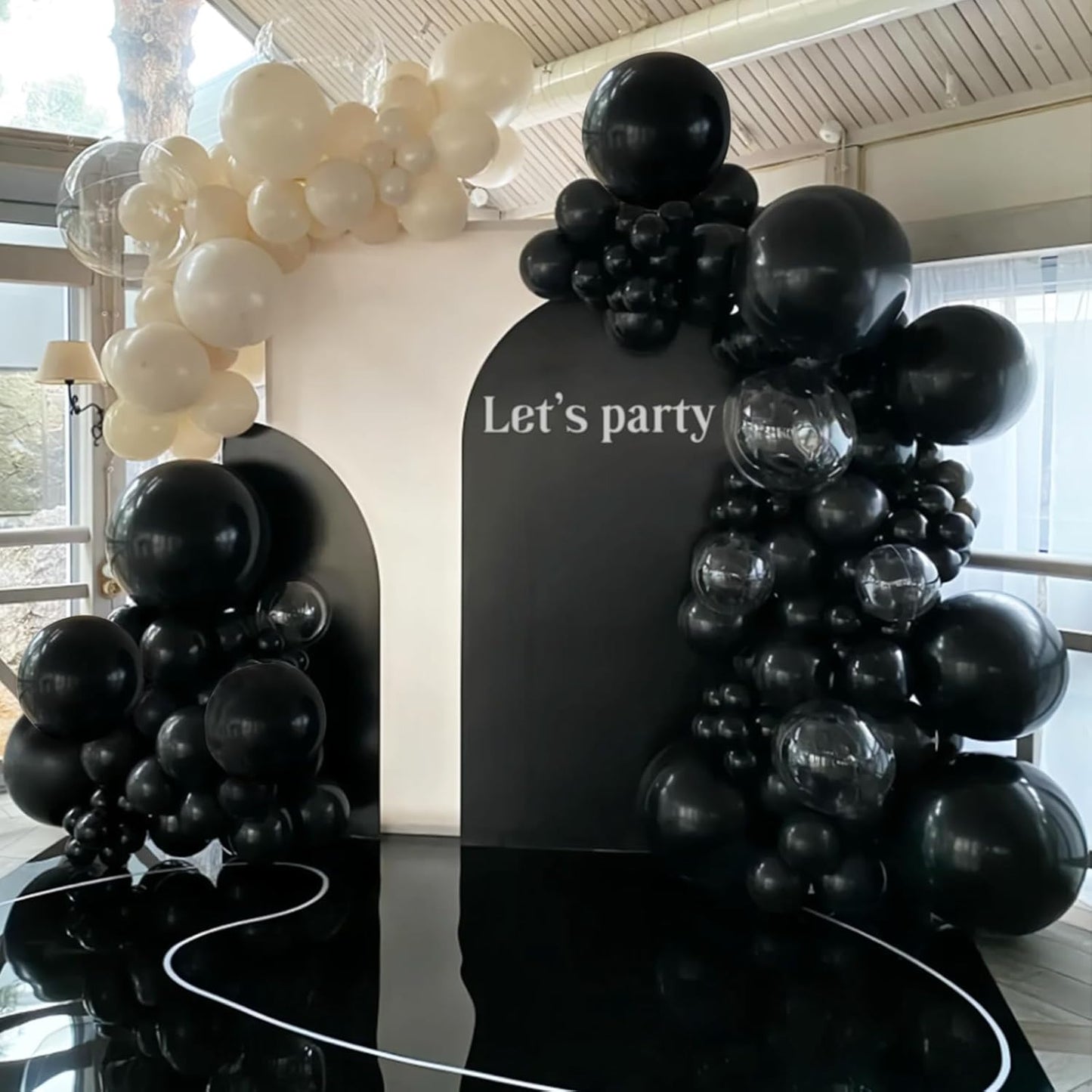 134Pcs Black Balloons Different Sizes 5 10 12 18 Inch Black Balloon Garland Arch Kit, Latex Balloons for Birthday Wedding Baby Shower Party Decorations.