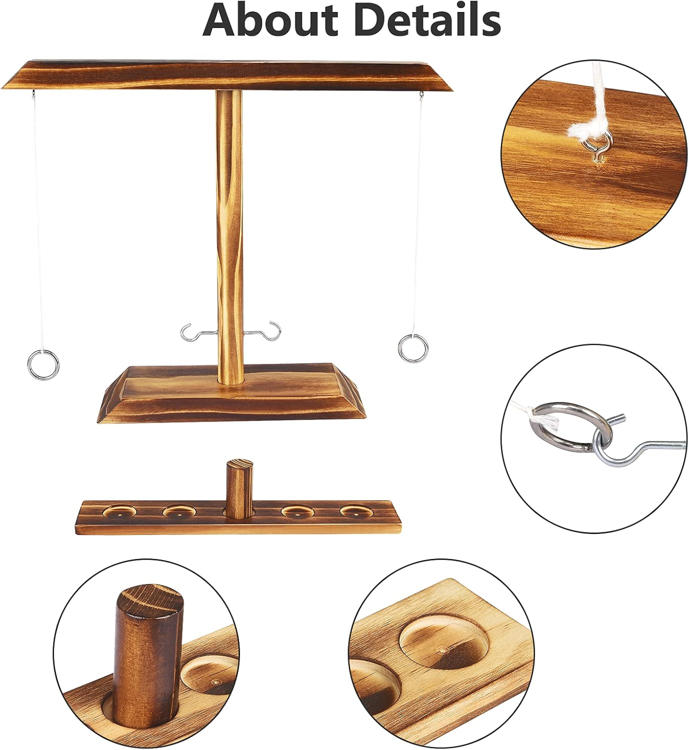 Ring Toss Games for Adults, Fast-Paced Interactive Toss Games with Shot Ladder Bundle, Outdoor Indoor Handmade Wooden Hook and Ring Game for Bars, Home, Large