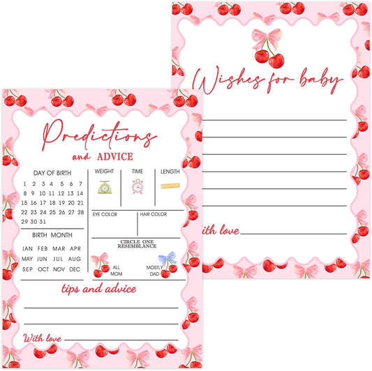 30 Pcs Cherry Baby Shower Games, Baby Predictions & Advice Cards for Baby Shower Game Activity, Cute Cherry Wishes Cards, Memorial Advice for New Parents to Be, Wishes Game Card for Baby Party Decor
