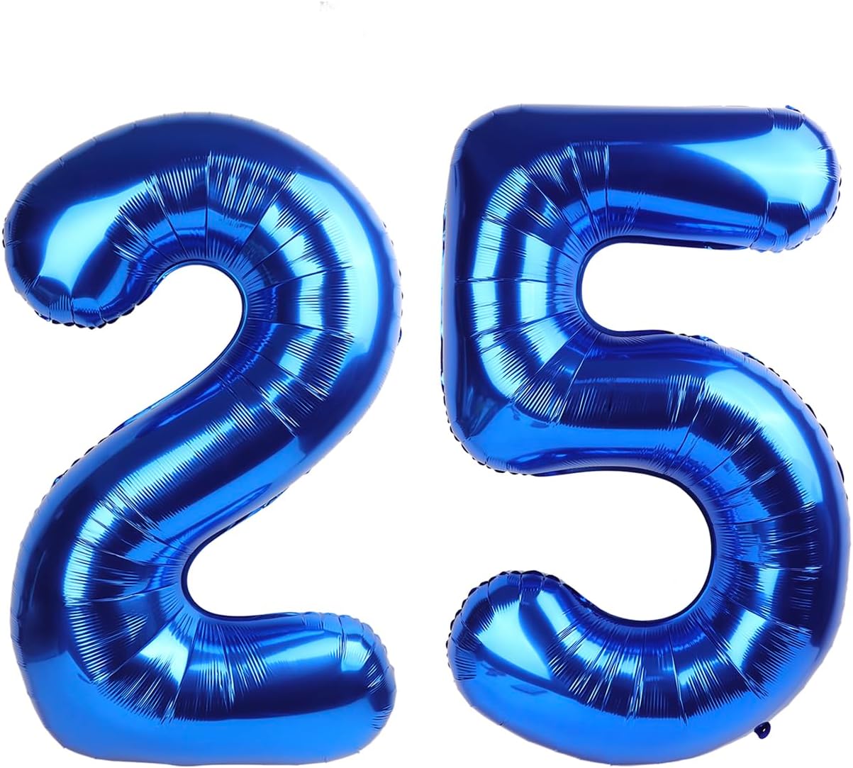 Navy Blue Number 25 Balloon 40 inch, 25 Number Balloons, 25th Navy Blue Birthday Decorations, 25 Year Old Women Men Blue Party Supplies