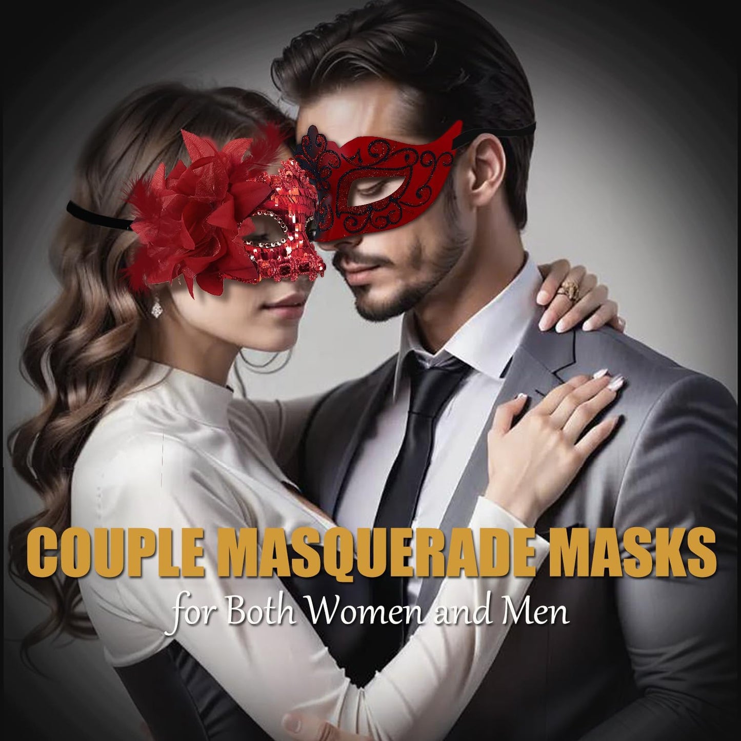 MYMENU Masquerade Mask for Women Couple Masquerade Mask for Men Shiny Venetian Mask Halloween Mask for Party Prom