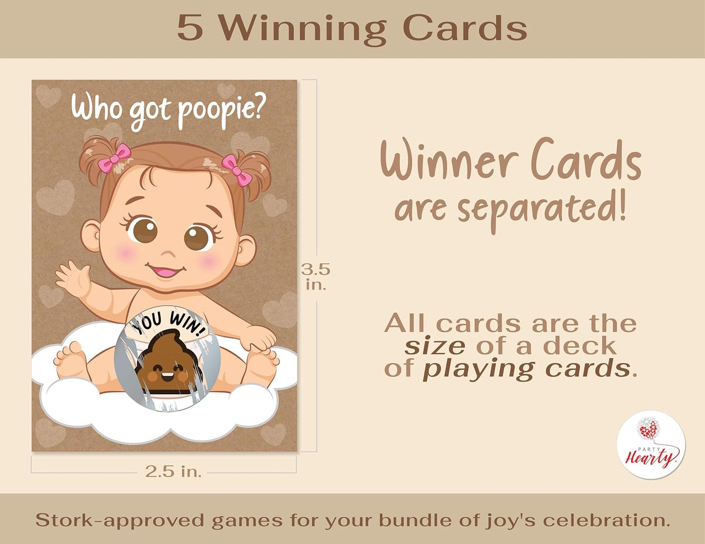 Fun Baby Shower Games for Girls - Poopie Emoji Scratch-Off Lottery Tickets - 50 Cards Hilarious and Engaging Baby Shower Activity