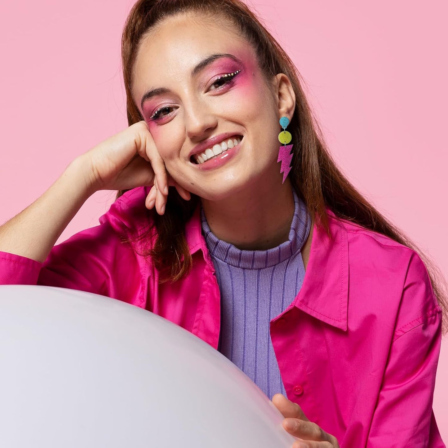 80s Neon Earrings for Women Acrylic Lightning Bolt Drop Earrings Retro 80s 90s Glow Party Accessories Neon Jewelry for Halloween Costume Outfit