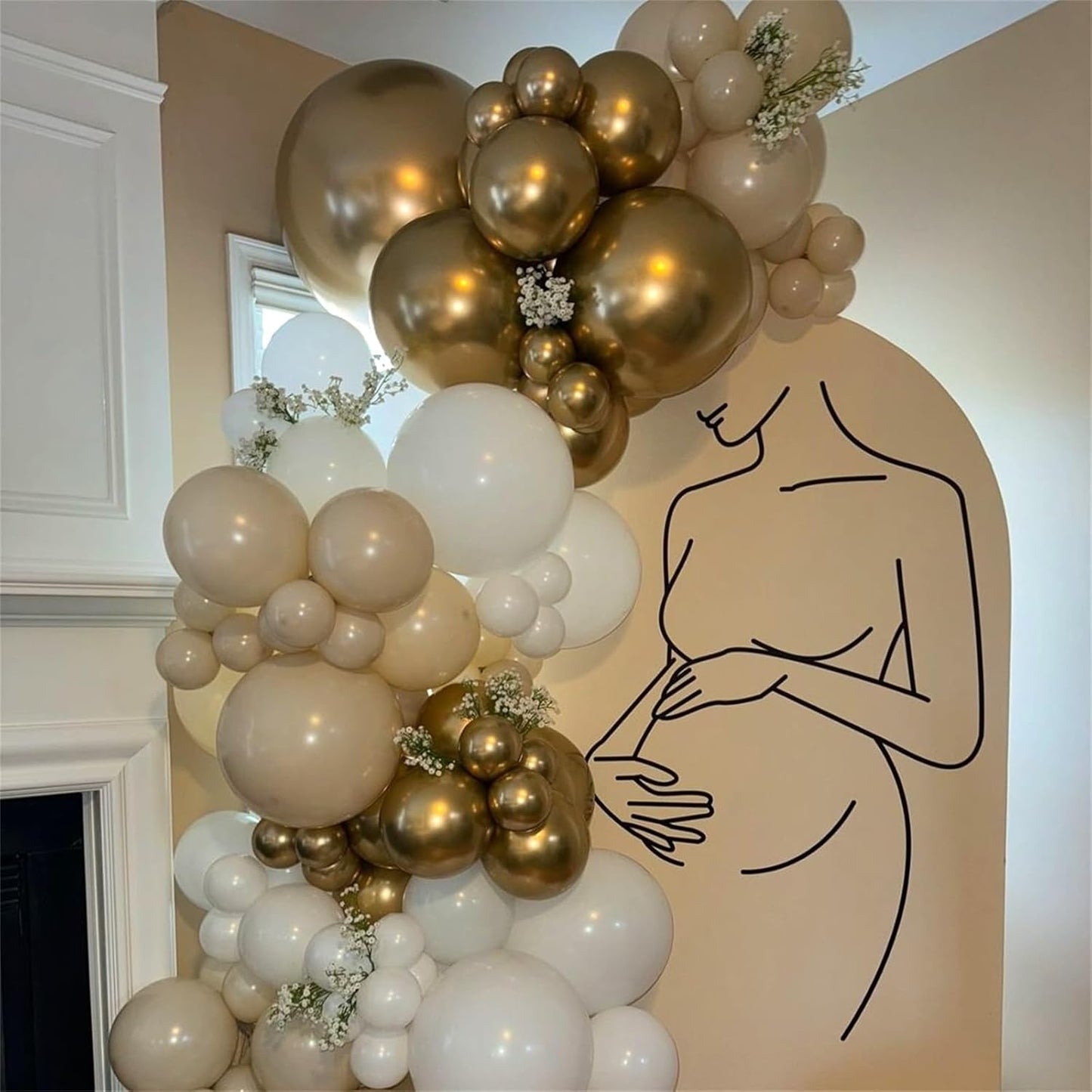 Beige and Champagne Gold Balloon Set, 60Pcs 12 Inch Nude Cream Retro White Sand Balloons with Metallic Champagne Gold Confetti Latex Balloons for Birthday Wedding Baby Bridal Shower Party Decorations