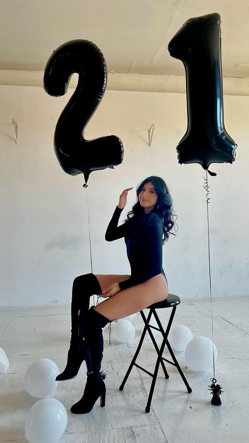 Black Number 12 Balloon 40 inch, 12 Number Balloons, 12th Black Birthday Decorations, 12 Year Old Girls Boys Party Supplies