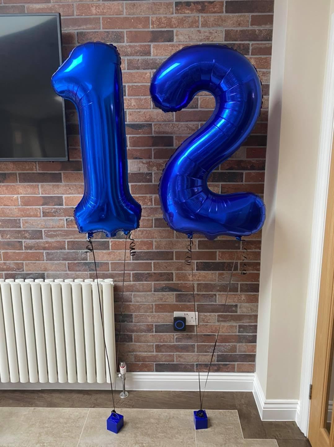 Navy Blue Number 12 Balloon 40 inch, 12 Number Balloons, 12th Navy Blue Birthday Decorations, 12 Year Old Girls Boys Blue Party Supplies