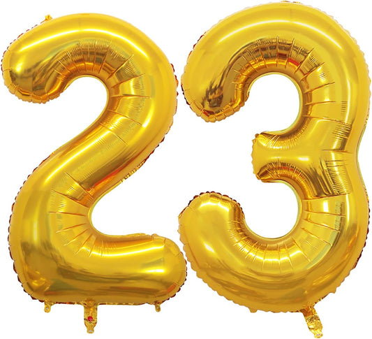GOER Number 23 Balloons for 23rd Birthday Party Decorations,42 Inch Jumbo Foil Helium 32 Balloons for 32nd Birthday Party Decoration (Gold)