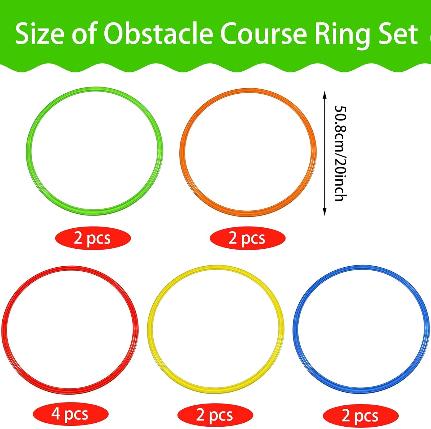 Libima Obstacle Course Ring Set Exercise Hoop Large Hoop Plastic Toys Playground Toys for Gymnastics Practice Party Games Educational Activities Holiday Decor, 5 Colors(12 Pcs,20 Inch)