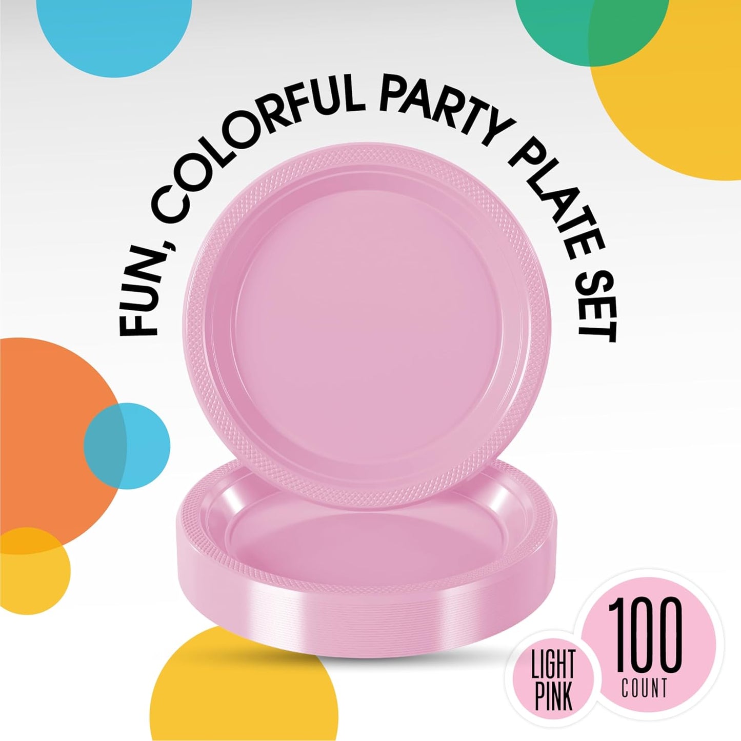 Exquisite Party Solids Pink Plastic Plates For Party 7" Pink Disposable Plates Heavy Duty 100 Pcs Plastic Dinnerware Sets Heavy Duty 350 GSM Disposable Dinnerware Set