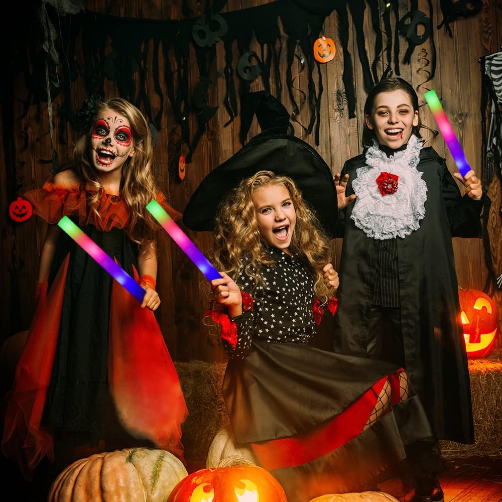 Glow Sticks Bulk -70 Pcs LED Foam Sticks Glow in The Dark Party Supplies,3 Modes Colorful Flashing Light Up Toys for Wedding Birthday Party Concert Halloween Christmas