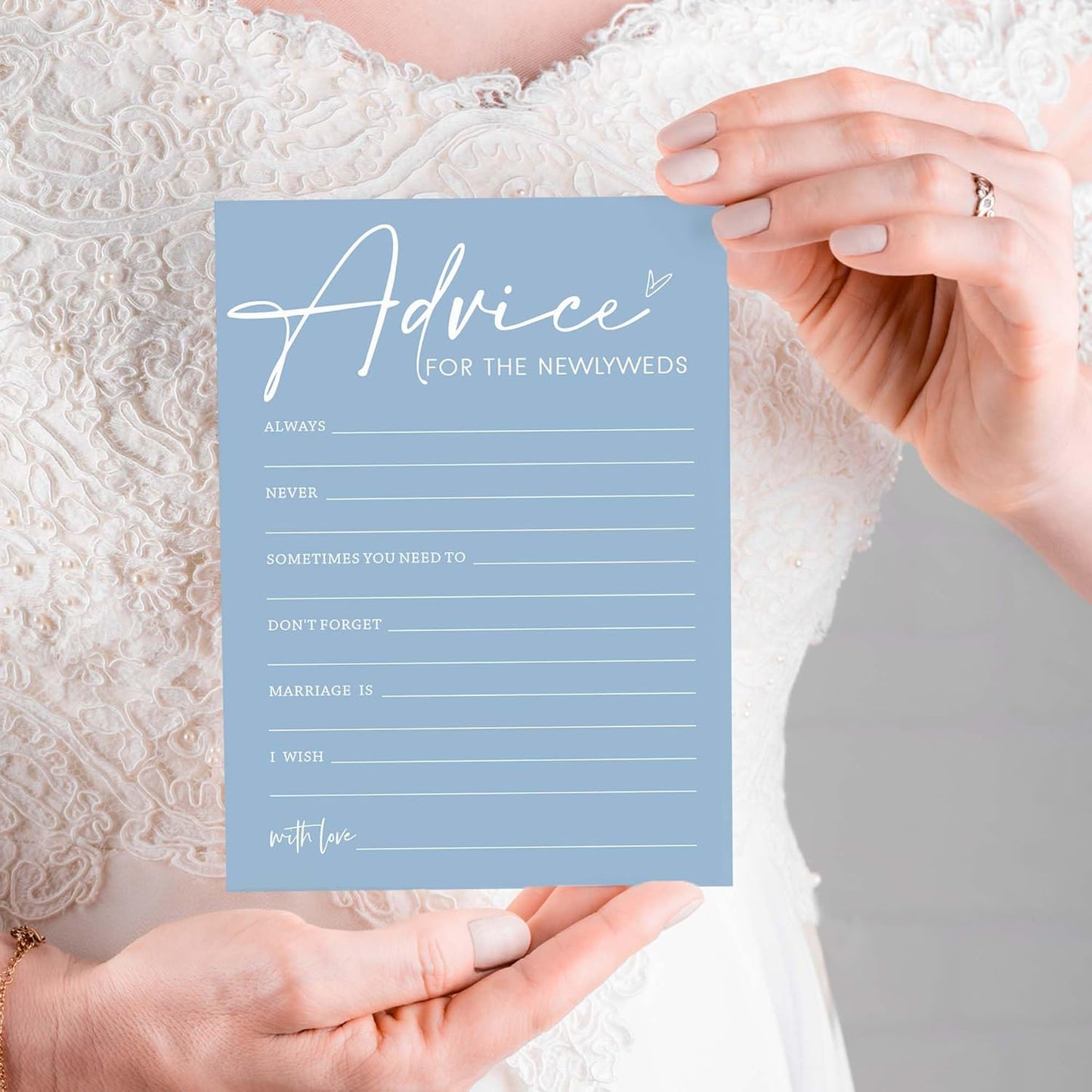 Bridal Shower Games Cards, Advice for the Newlyweds, Bridal Shower Games 25 Guests, Engagement Party Wedding Games for Guests, Minimalist Blue Wedding Party Supplies - B01