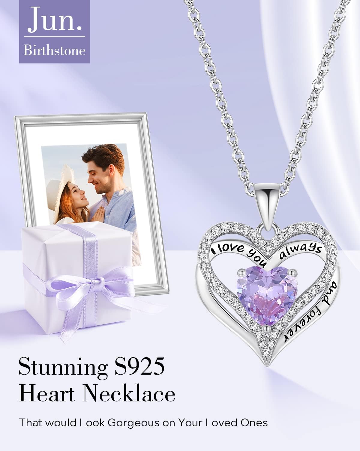 S925 Sterling Silver Necklace for Women, Wife Jewelry Rose Gold, Mom Birthday Valentines Mothers Day Gifts, Girlfriend Necklaces, Daughter Heart Jewel, Anniversary for Her