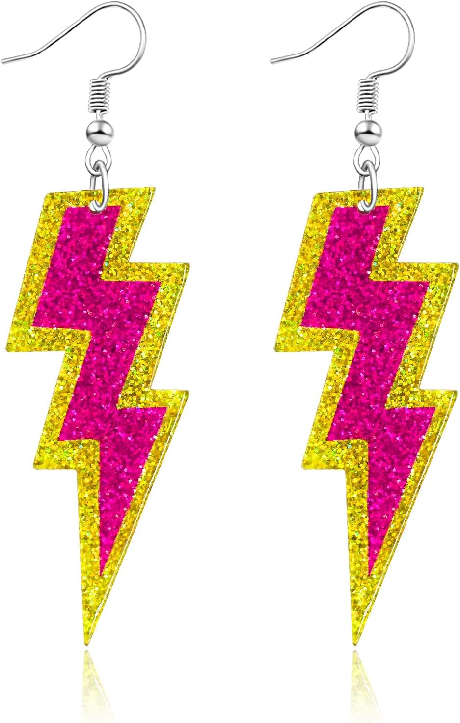 80s Neon Earrings for Women Acrylic Lightning Bolt Drop Earrings Retro 80s 90s Glow Party Accessories Neon Jewelry for Halloween Costume Outfit