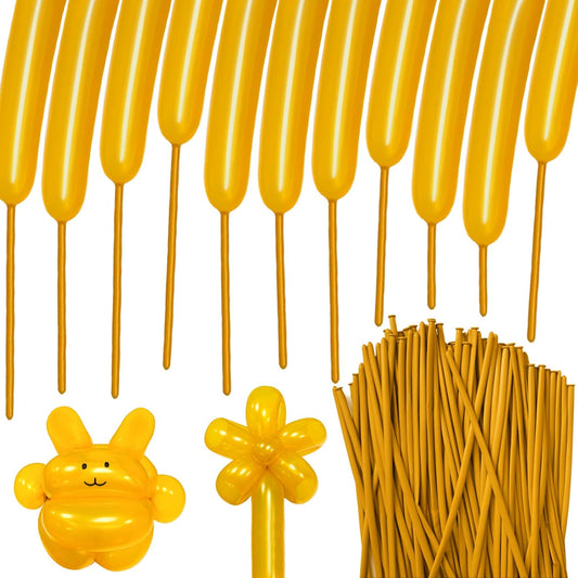 100Pcs Gold 260 Balloons, Long Balloon for Tying Balloon Arch, Long Skinny Balloons for Twisting Ballons Animal balloons Birthday Party Wedding Festival Decorations