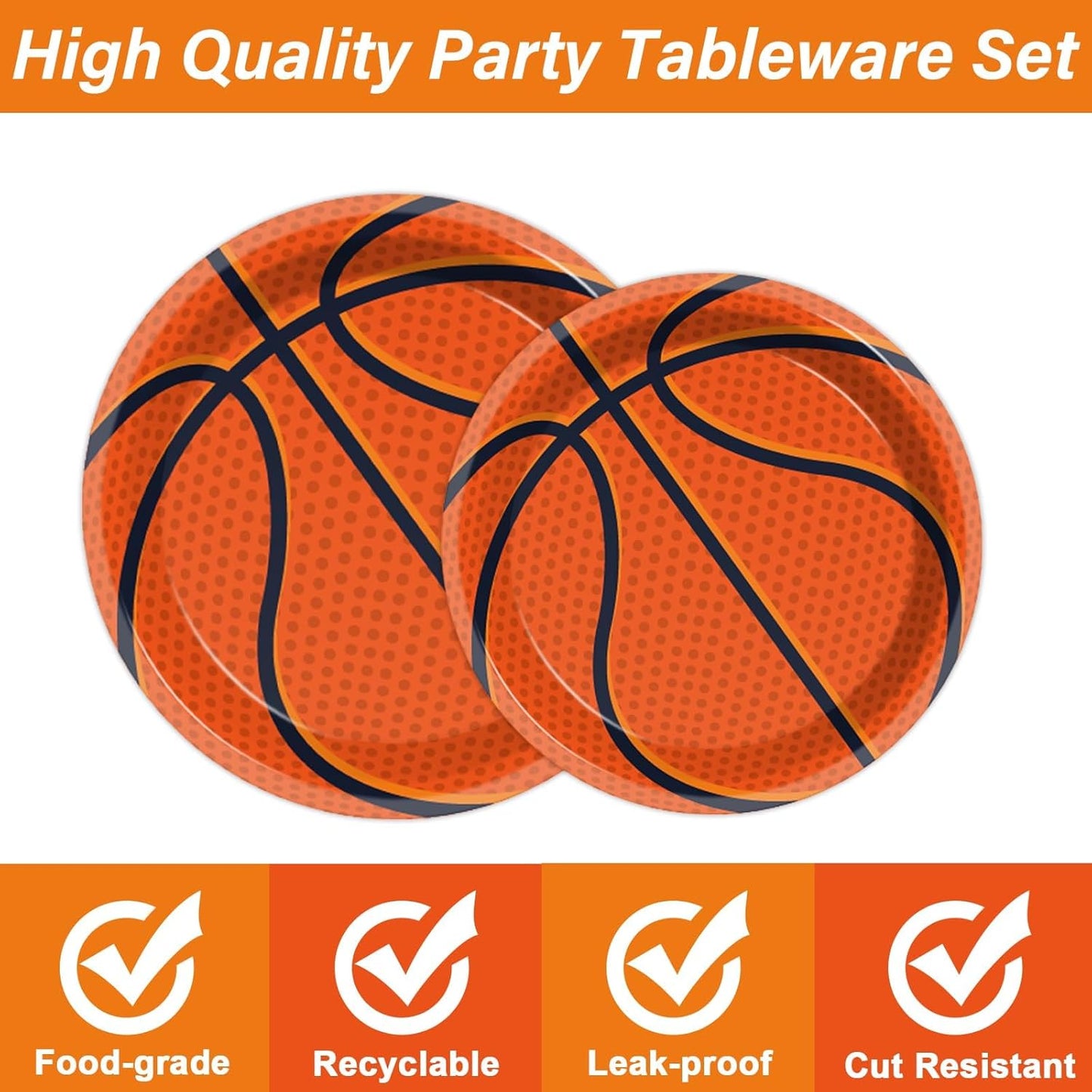 ZOIIWA 200 PCS Basketball Birthday Tableware Disposable Basketball Plates Napkins Party Supplies Sports Theme Dinnerware Set Basketball Team Baby Shower Party Decoration Serve 50 guest
