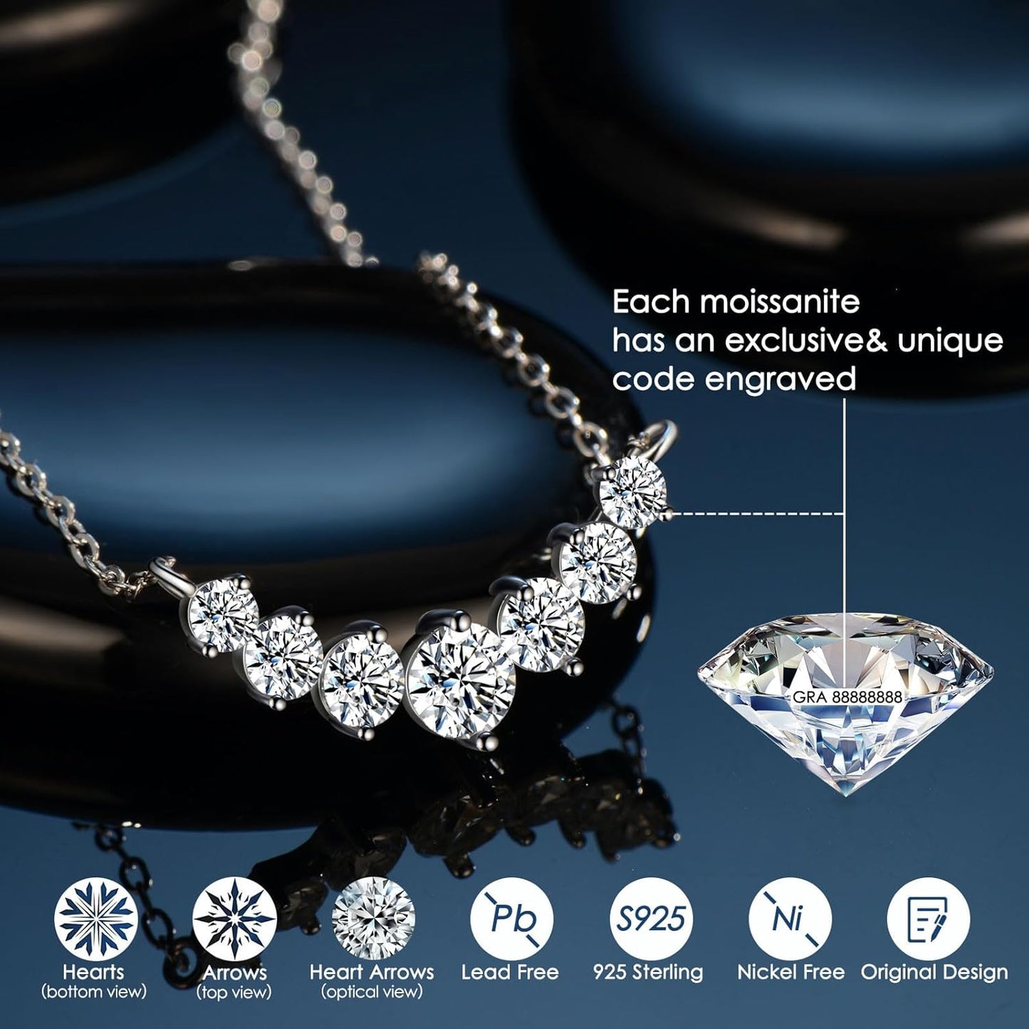 Moissanite Pendant Necklaces for Women 0.5Ct-7.6Ct Jewelry for Wife Her Mom Daughter Girlfriend Birthday Wedding Anniversay Engagements Gifts for Wife Christmas Valentine Mothers Day