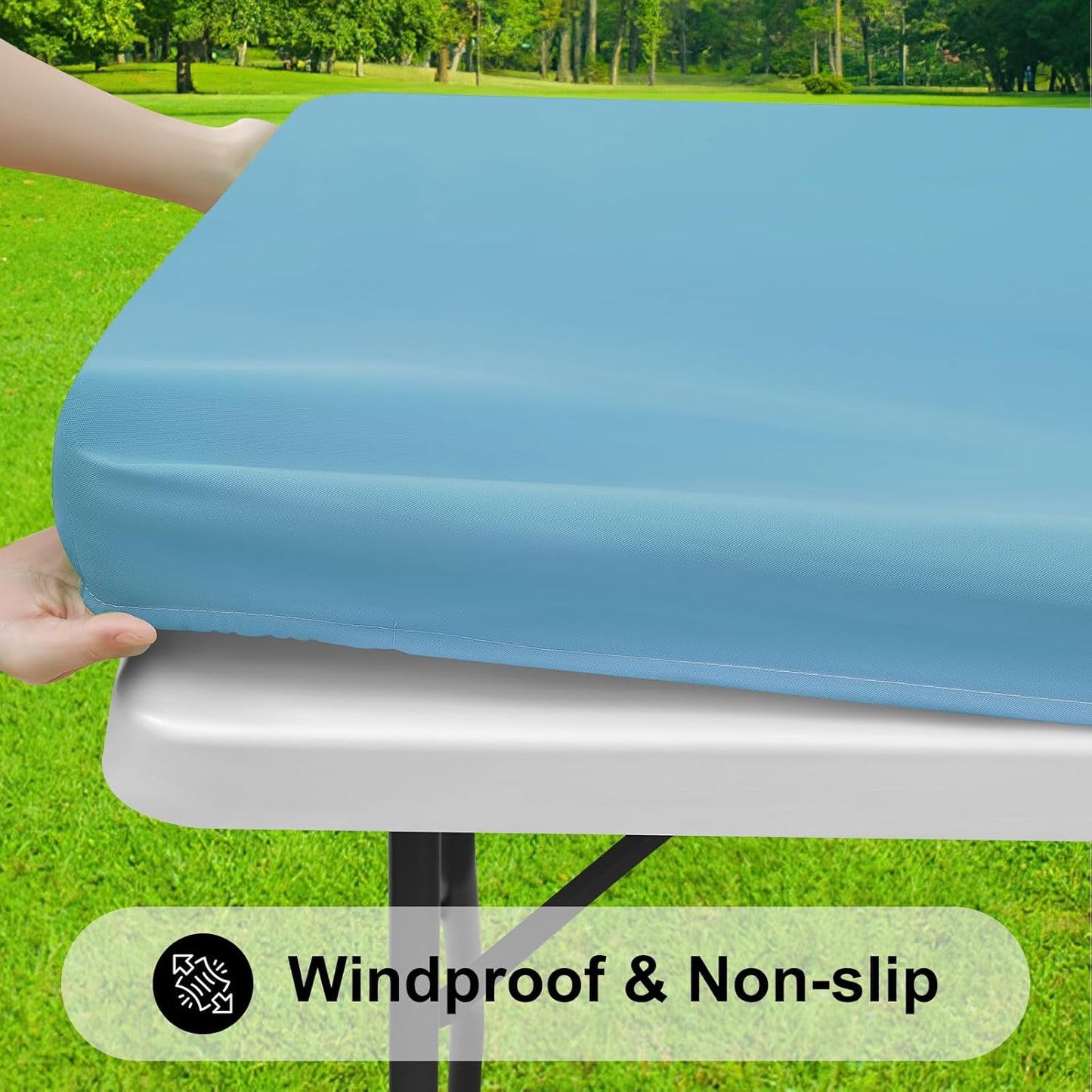 Smiry Rectangle Tablecloth, Elastic Fitted Flannel Backed Vinyl Tablecloths for 4ft Folding Tables, Waterproof Wipeable Table Covers for Indoor, Outdoor, Picnic and Camping (Aqua, 30"x48")