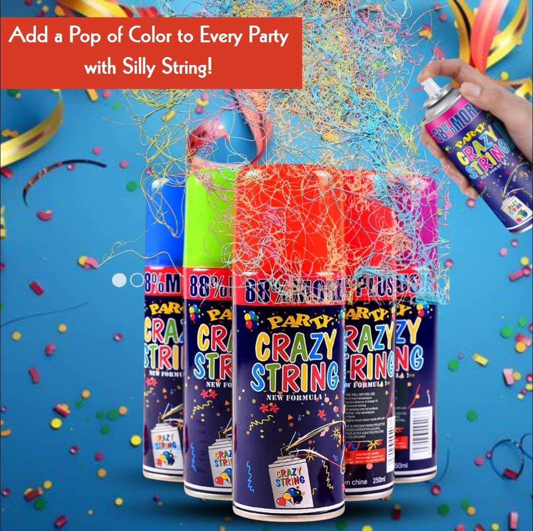 24 Pack of Party Streamer Spray, Party Favors, Fun Party Streamer Spray String in A Can, Perfect for Party Supplies for Parties & Events, Streamers Party Decorations