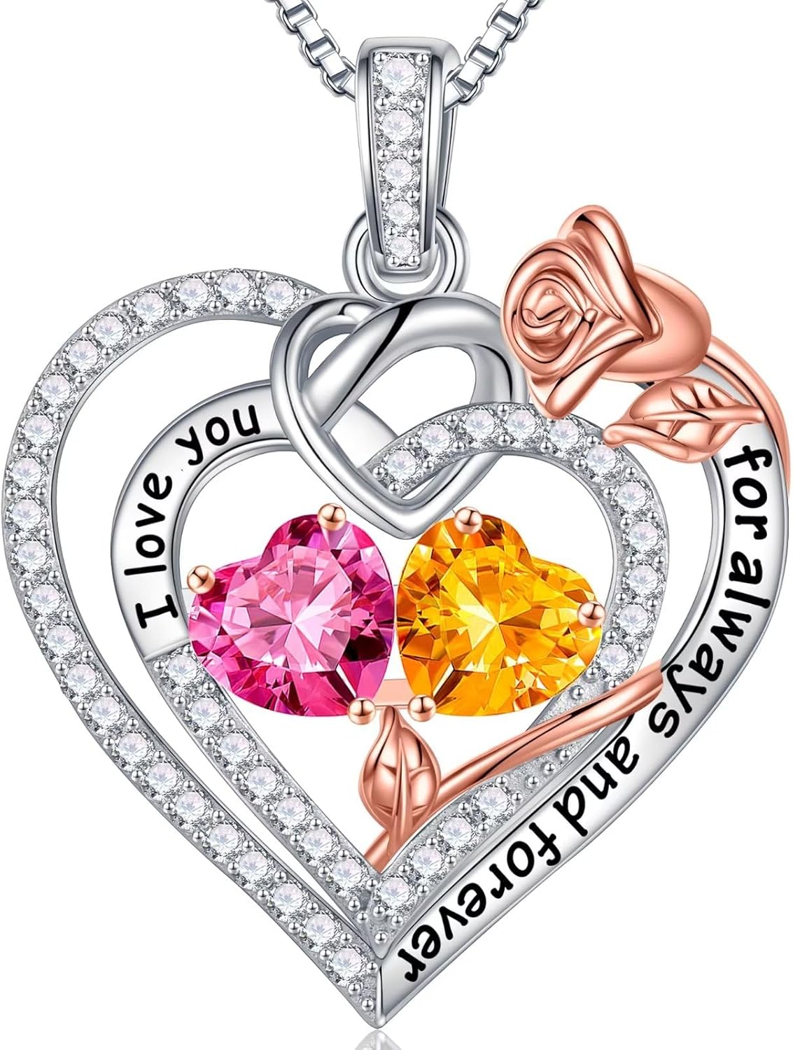 Iefil Christmas Gifts for Wife Women - 925 Sterling Silver Double Birthstone Necklace, Anniversary Birthday Gifts for Women, Jewelry Gift for Wife Girlfriend Mom Her