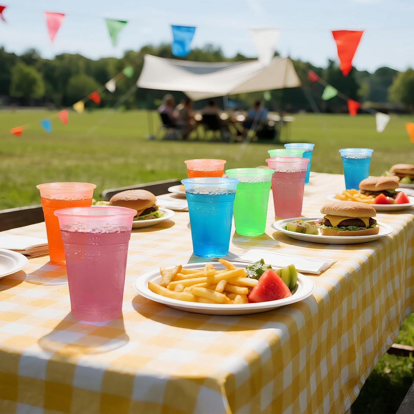 WYTAOHZL 100 Pack 12 Oz Neon Plastic Cups Glowing Plastic Neon Cups for Party Disposable Cup for Wedding Birthday and Party