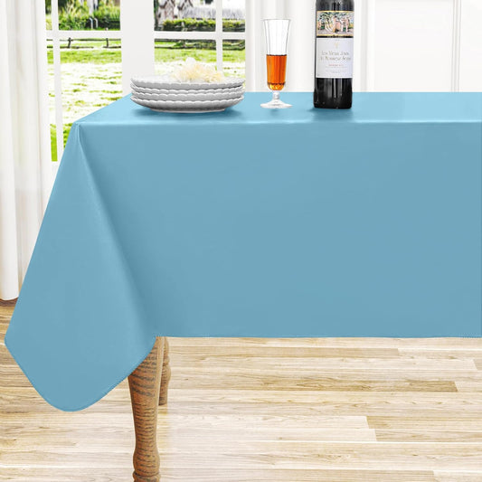 homing Rectangle Vinyl Tablecloth, Waterproof Spillproof Plastic Flannel Backed Table Cloth, Wipe Clean Table Cover for Dining, Buffet Parties and Camping (Aquamarine, 60" x 84")