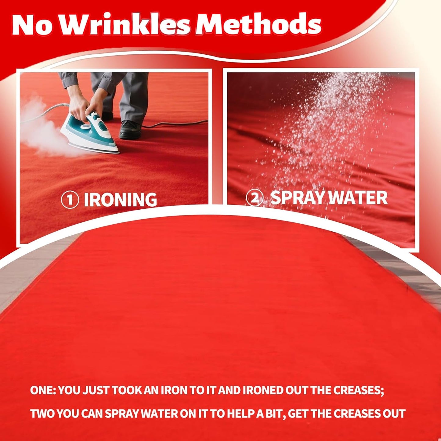 TEEMO 1 Pcs Red Carpet Runner for Party Red Aisle Runway Rug with 3 Rolls Tape Hallway Rug Carpet Runner Alfombra Roja for Wedding Birthday Awards Night Theme Supplies (39.4 x 393.7 inch)