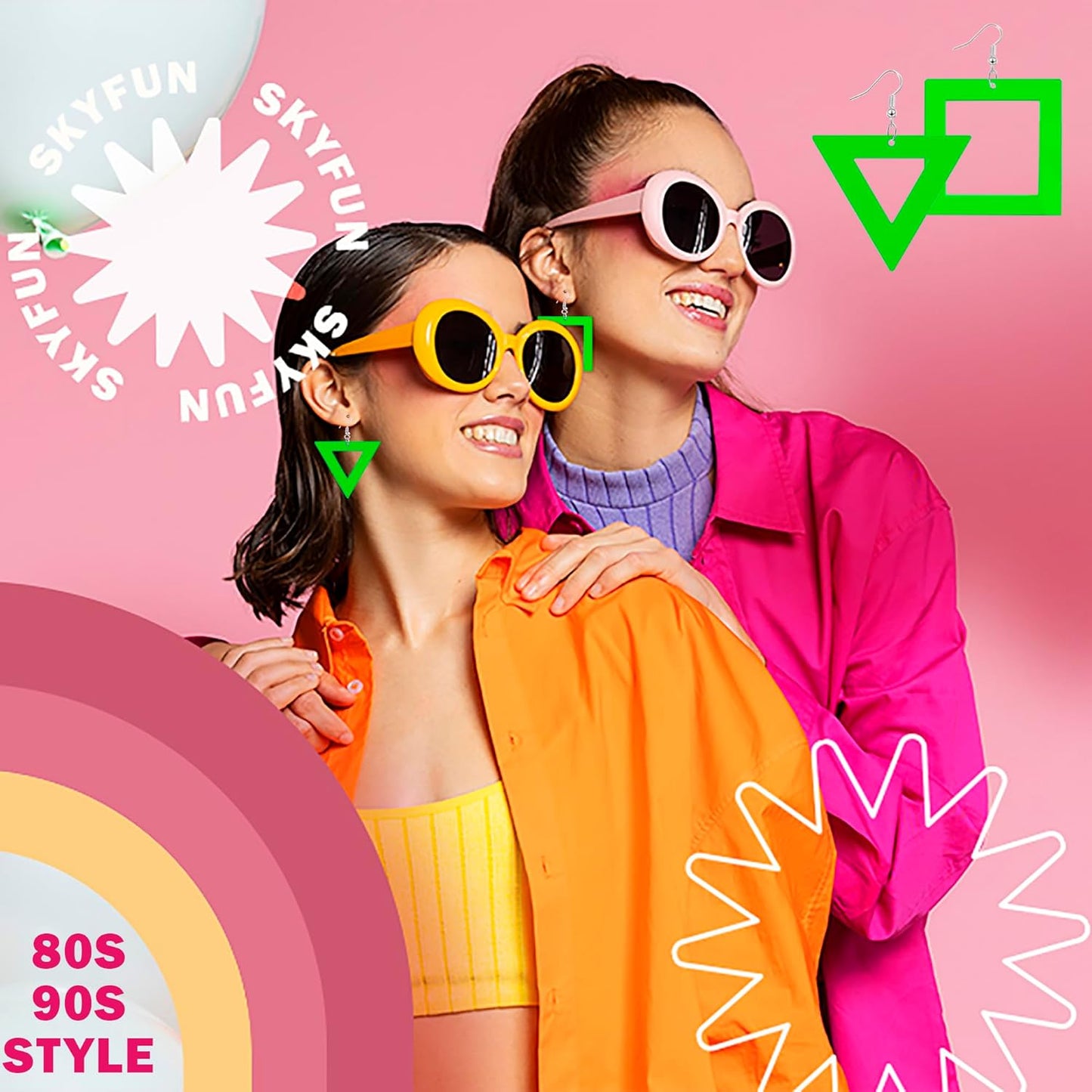 80s 90s Neon Earrings for Women Retro Cassette Tape Hoop Earring Candy Color Lightweight Acrylic Stud Dangle Earrings for 80S Costume Outfits Dancing Glow Party Accessories