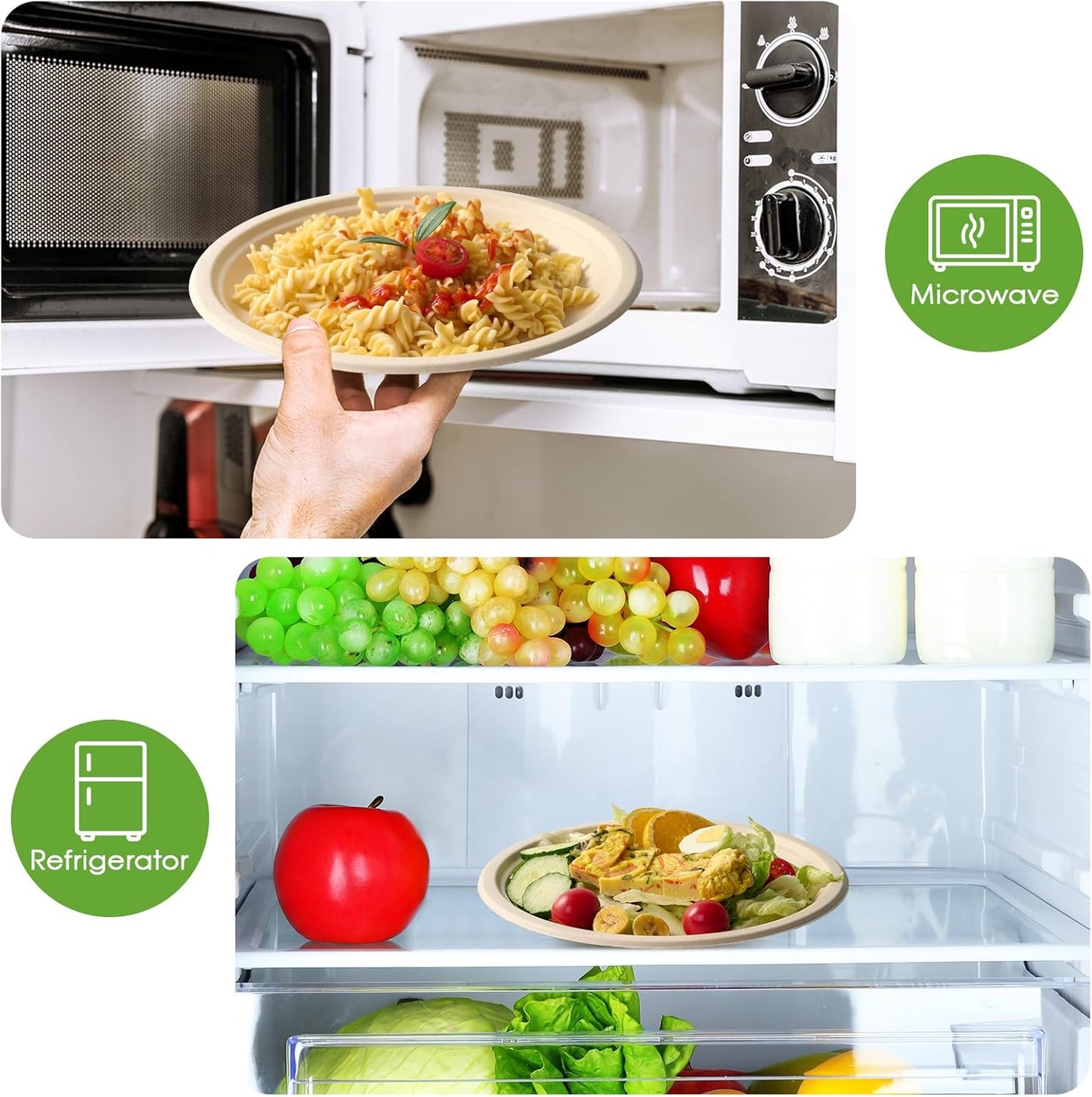 ECOLipak Paper Plates 10 Inch, 150 Pack Compostable Heavy Duty Disposable Biodegradable Sugarcane Bagasse Eco Friendly Paper Plates for Thanksgiving Party Dinner