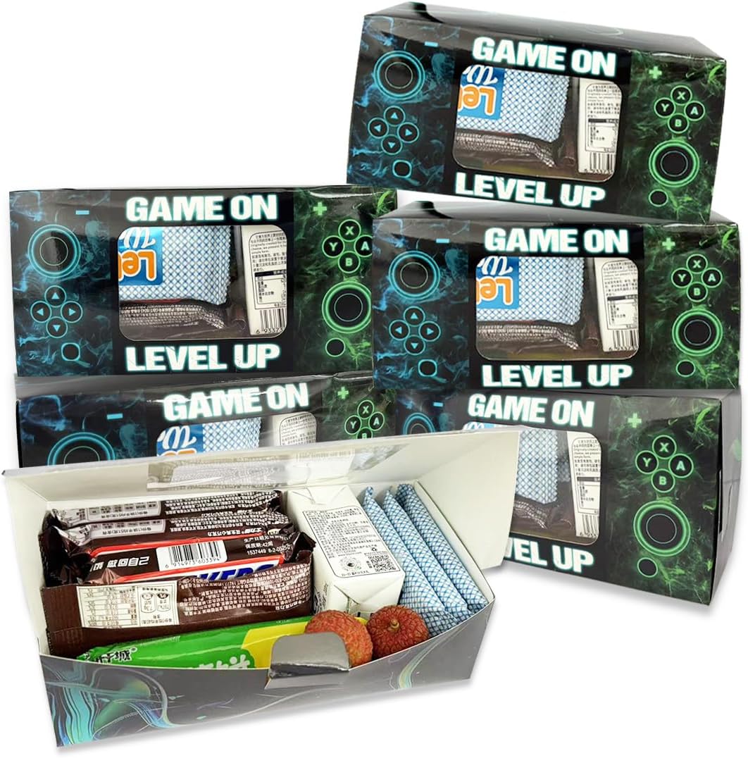 Shescrzionu Video Game Party Favors Boxes 12 PCS-Perfect Gamer Decors Party Favor Boxes with Window, Birthday Decorations Video Game Birthday Decorations Bags Gifts Aa10