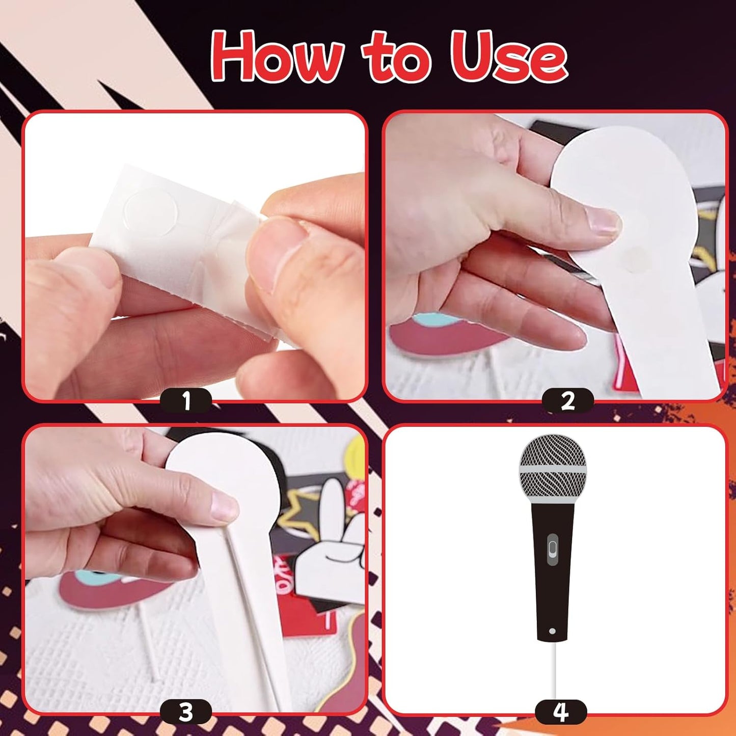 SUNBEAUTY 18 Pcs Rock and Roll Birthday Party Decorations Music Note Guitar Star Photo Booth Props Music Theme Party Supplies