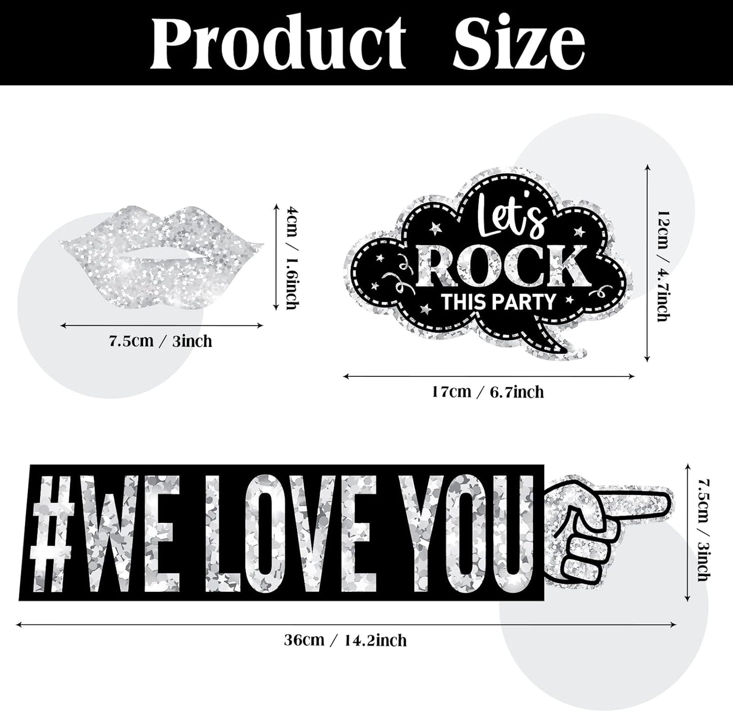 Outus 36 Pcs Birthday Photo Booth Props Kit Happy Birthday Graduation Wedding Party Favors Supplies Bday Party Decor 40th- 50th-60th Photobooth Funny Cute Holiday Selfie Supplies(Silver and Black)