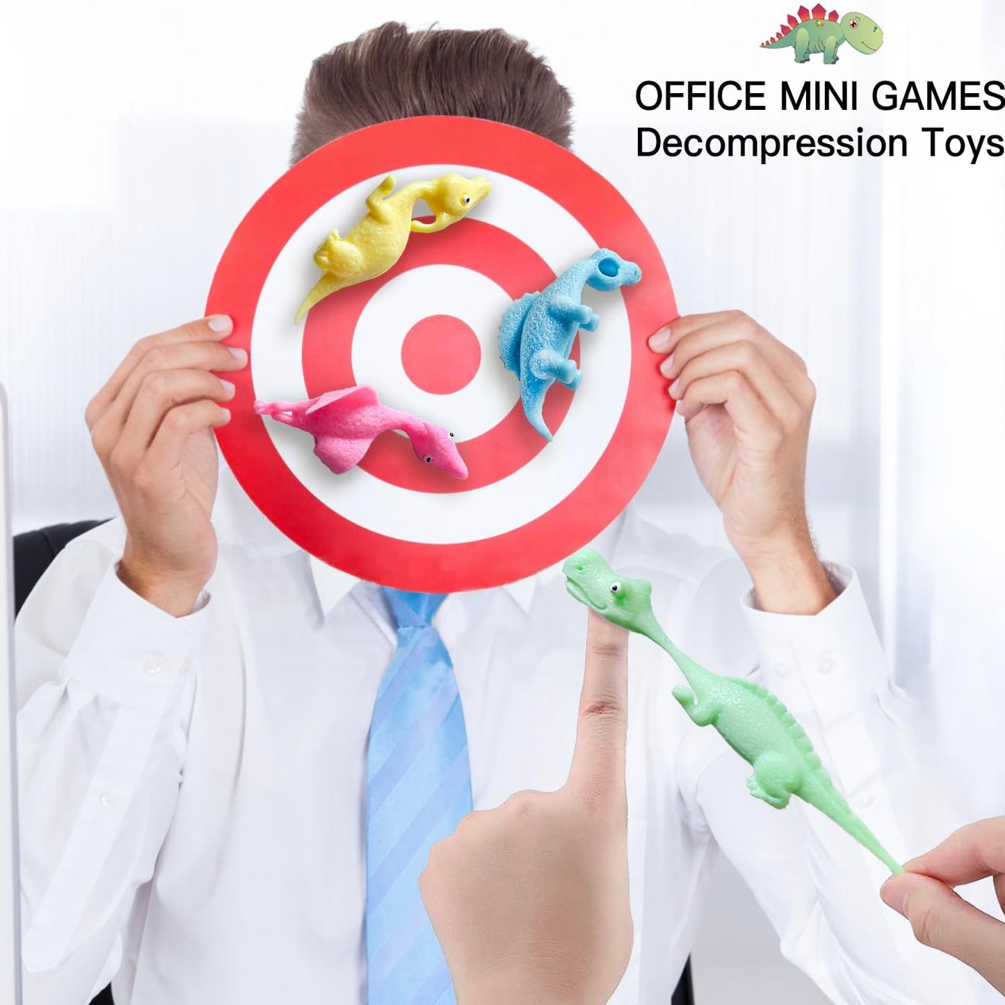 Dinosaur Toys for Kids Stocking Stuffers 12pcs Slingshot Dinosaur Finger Toys for Boys Party Favors, Bulk Flying Sticky Dino Toys for Kids Ages 3-5-7 4-8-12 Year Old Boys Girls Teens Gifts Game Prizes