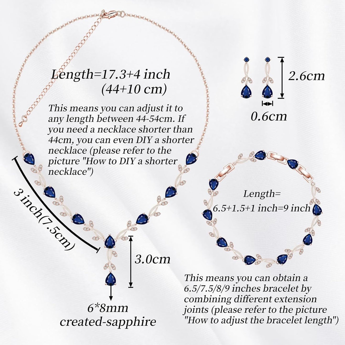 GZWHD Wedding Jewelry Sets for Bride Bridesmaid Women Cubic Zirconia Necklace Earrings Bracelet Set Gift for Mother Friend Wife Daughter Sister Party Prom Jewelry