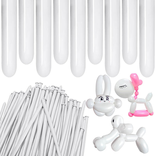 260 Balloons, Thickening Long Balloons for Tying Balloon Arch, Twisting Latex Animals Magic Modeling Skinny Birthday Balloons for Kid‘s Party Wedding Decoartion 100pcs （White）