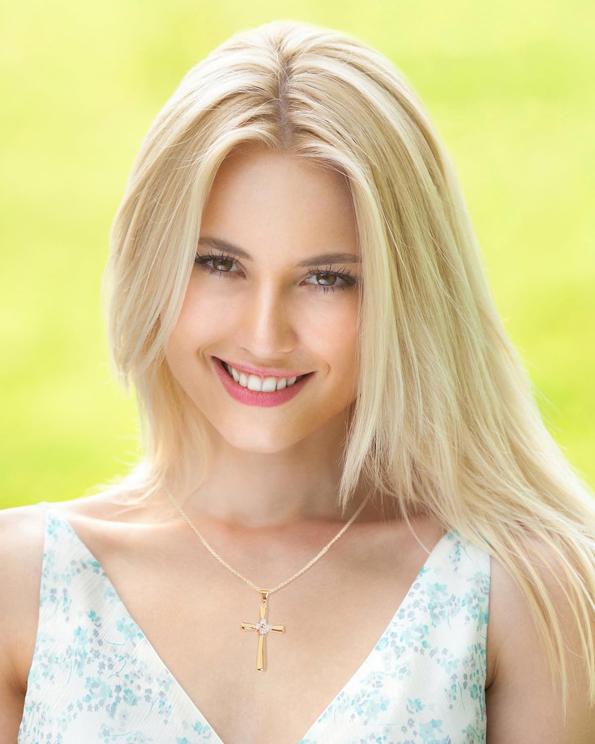 Gold Moissanite Cross Necklace for Women Wife in Light-Up Gift Box,Love Card - Women Anniversary Birthday Gifts Ideas for Wife Her Girlfriend, Christian Cross Chain Jewelry 1CT (18K Real Gold Filled)